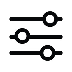 Control Panel Interface Icon: A simplistic and sleek vector icon of a control panel, showcasing three horizontal sliders. This image embodies the concept of adjustment and setting