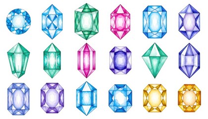 Vibrant gemstone collection indoor studio digital art colorful display close-up view beauty and elegance