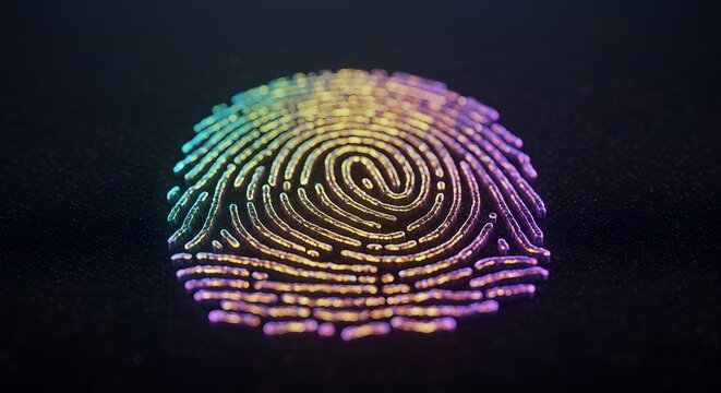 Abstract Rainbow Fingerprint on Dark Background