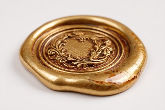 Gold wax seal with intricate design - Powered by Adobe