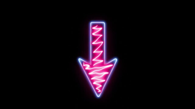 Blurred large arrow icon in stylized neon glowign hand drawn effect
