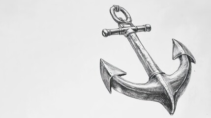 Detailed pencil sketch of an anchor