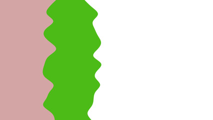 Abstract graphic design featuring wavy vertical lines separating pastel pink, vibrant green, and clean white. Ideal for backgrounds, templates, or modern digital layouts.