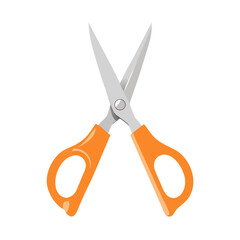 Open Pair of Scissors Icon with Orange Handle - Cutting, Hairdressing, and Office Tool Vector
