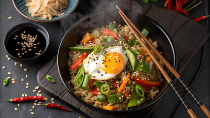 Wok-Fried Rice with Vegetables and Egg