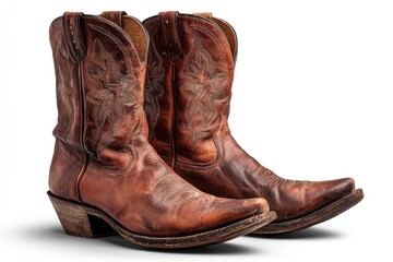 Worn leather cowboy boots