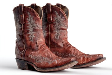 Pair of worn leather cowboy boots