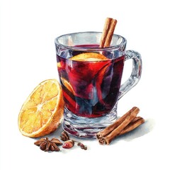 Watercolor illustration of mulled wine (2)