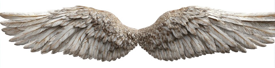 Pair of delicate, light gray angel wings