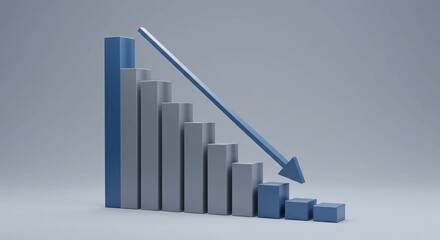 Declining bar graph illustration, showing a downward trend.