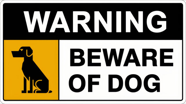 Warning sign with a black dog silhouette warning of a dog.