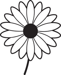 Elegant Daisy Flower Illustration Simple Botanical Design with Delicate Petals and Minimalist Style Perfect for Various Creative Projects