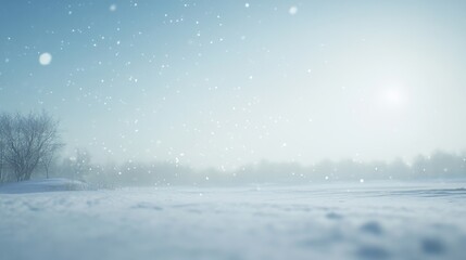 Serene Winter Snowscape Falling Snow.