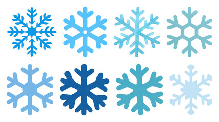 PNG Variety of blue snowflakes, element set on transparent background