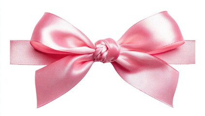 Pink satin ribbon bow, tied neatly