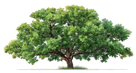 Lush green tree against white background (4)