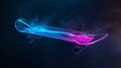 Transparent Acrylic Skateboard with Flowing Neon Liquid
