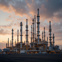 Fototapeta premium Factory of oil and gas refinery industrial plant