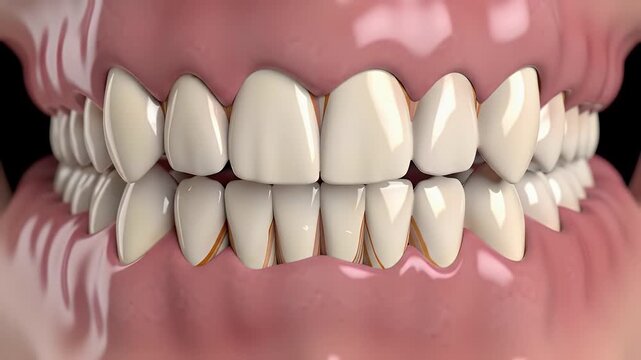 Close Up Of Teeth With Stains And Gum Line