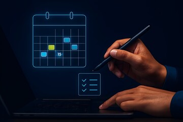 Managing schedule and tasks on a laptop with a digital calendar and checklist, illustrating time management, productivity, and organization for efficient workflow