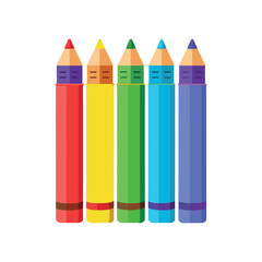 A set of multicolored pencils vector illustration in cartoon childish style isolate
