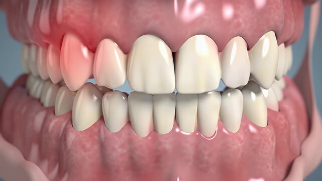 Close Up View of Inflamed Gum and Teeth
