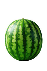 Close-up of a whole watermelon, vibrant green rind with prominent stripes