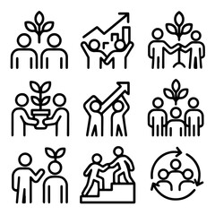 Collaborative Growth Icons Teamwork Progress and Shared Success.