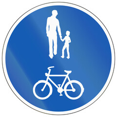 Historic Danish mandatory road sign - Bicycle and pedestrian path