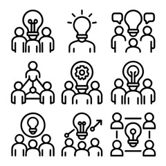 Collaborative Idea Generation Icons Teamwork and Innovation Symbols.