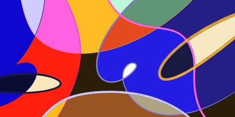 vibrant and colorful geometric pattern with overlapping shapes and bold colors