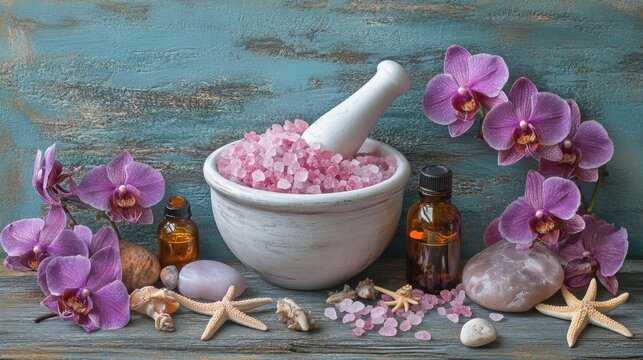 Spa Day Relaxation Pink Salt  Orchids.