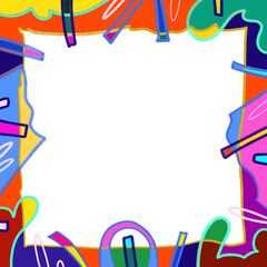 Colorful geometric shape. Abstract retro children style art element for kids, trendy design with geometry mosaic shapes. Simple childish patchwork clip art decoration