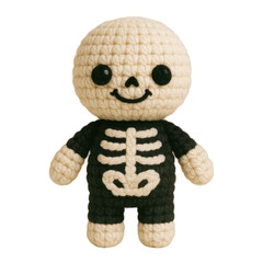 A cute collection of Halloween crochet clipart featuring amigurumi-style plush designs such as pumpkins, ghosts, bats, skeletons, witches, and candy. Each element is hand-crafted.