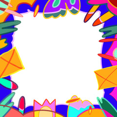 Colorful geometric shape. Abstract retro children style art element for kids, trendy design with geometry mosaic shapes. Simple childish patchwork clip art decoration