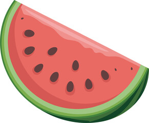 Slice of ripe watermelon with dark seeds and green rind on white background Keywords: watermelon, slice, fruit, food, sweet