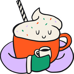 Hot chocolate mug cartoon character