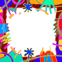 Colorful geometric shape. Abstract retro children style art element for kids, trendy design with geometry mosaic shapes. Simple childish patchwork clip art decoration