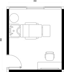 Compact Salon or Spa Room Floor Plan. 3