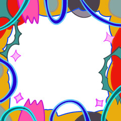 Colorful geometric shape. Abstract retro children style art element for kids, trendy design with geometry mosaic shapes. Simple childish patchwork clip art decoration