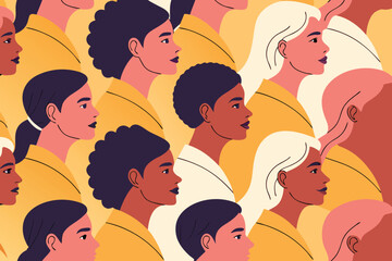Diverse Group of Women Faces Pattern people diversity