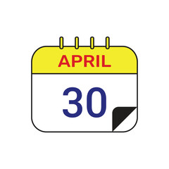 30 april calendar icon vector month illustration design
