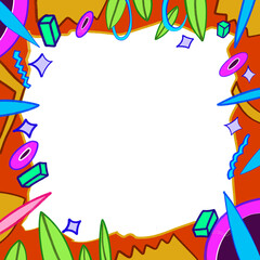 Colorful geometric shape. Abstract retro children style art element for kids, trendy design with geometry mosaic shapes. Simple childish patchwork clip art decoration