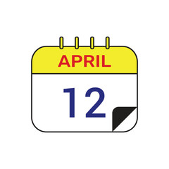 12 april calendar icon vector month illustration design