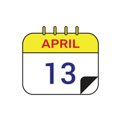 13 april calendar icon vector month illustration design