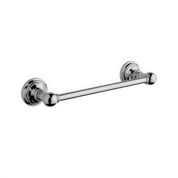 A sleek chrome towel bar mounted on a clean white background, suitable for interior design projects, bathroom renovations, or home improvement promotions, Ideal for showcasing modern decor options,