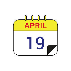 19 april calendar icon vector month illustration design