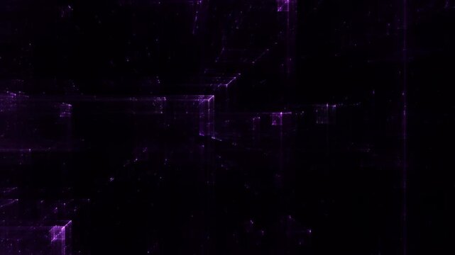 Transparente Datenbl&ouml;cke im digitalen Netzwerk &ndash; dynamische Struktur f&uuml;r Wissenschaft, IT, Forschung & digitale Kommunikation in Bewegung, Technologie, Daten, Wissenschaft, schwarz, violett