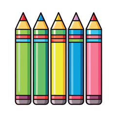 A set of multicolored pencils vector illustration in cartoon childish style isolate