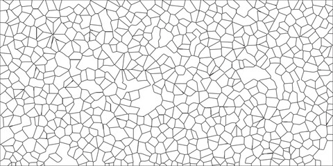 A metal grid stands isolated against a white background with White color Broken Stained-Glass Background. Black & white broken quartz stained glass background. Crystal voronoi diagram background. 